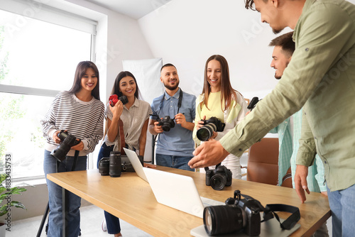 Group of young photographer...