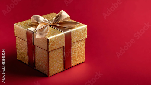 Festive Golden Gift Box for Christmas Advertising