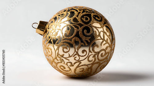 Golden Christmas Tree Ornament on White Background