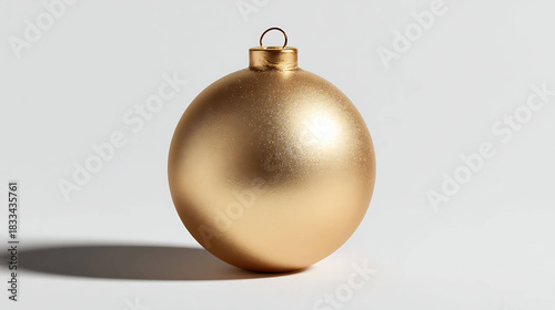 Golden Christmas Tree Ornament on White Background