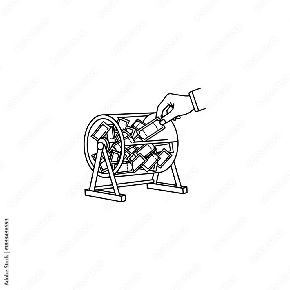 Obraz premium Raffle linear icon flat vector design.