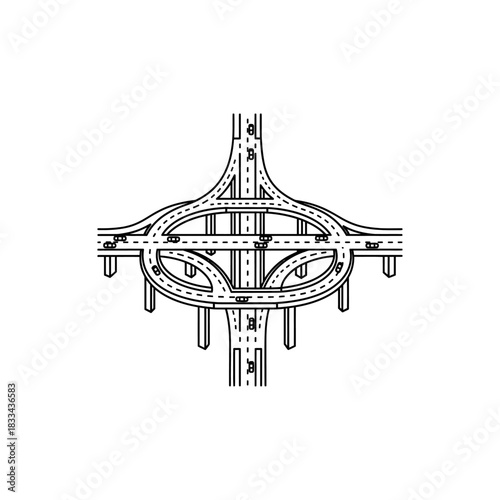 Multi level junction icon flat vector.