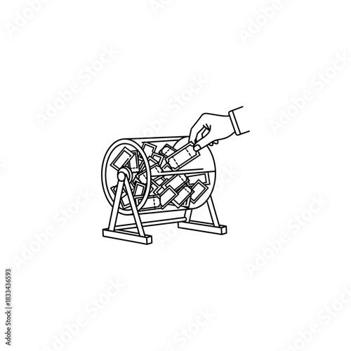 Raffle linear icon flat vector design.