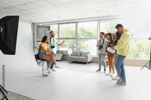 Group of young photographer...