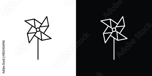 Pinwheel icons isolated outline vector icon with editable stroke