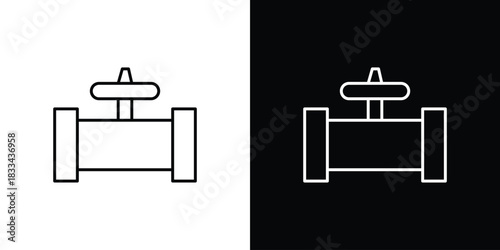 Pipe valve icons isolated outline vector icon with editable stroke