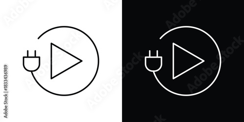 Plug and play icons isolated outline vector icon with editable stroke