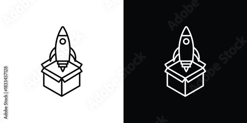 Product launch icons isolated outline vector icon with editable stroke