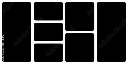 Template photo collage 8 pictures empty style for album, moodboard, bendo graphic design