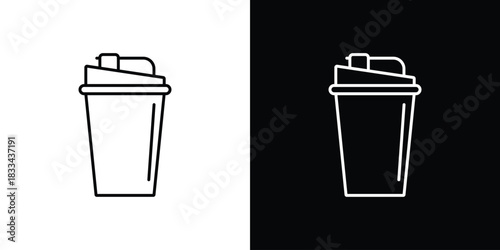 Protein shaker icons isolated outline vector icon with editable stroke