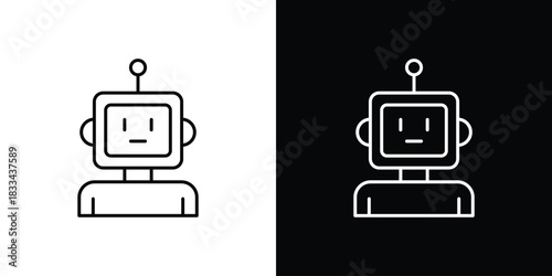 Robot icons isolated outline vector icon with editable stroke