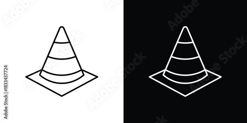 Safety cone icons isolated outline vector icon with editable stroke