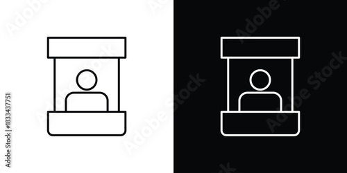 Sales booth icons isolated outline vector icon with editable stroke