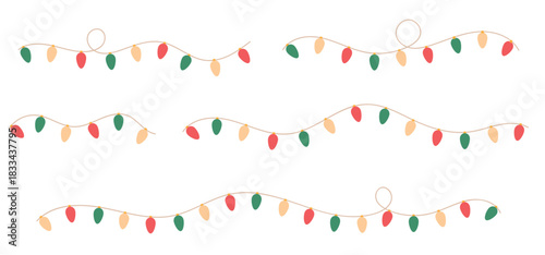 Christmas Lights, Christmas Lights Set, Holiday Lights, Glowing Christmas Lights, Stringed Lights, Festive Decoration, Christmas Decor, Colorful Decoration, Merry Christmas Vector