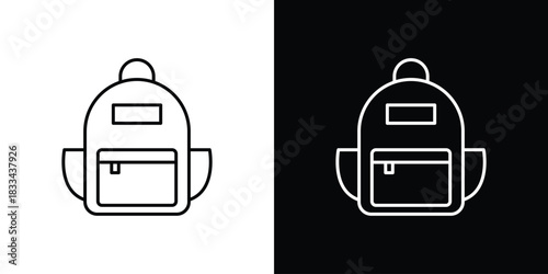School bag icons isolated outline vector icon with editable stroke