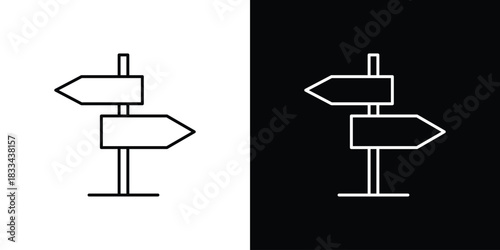 Signpost icons isolated outline vector icon with editable stroke