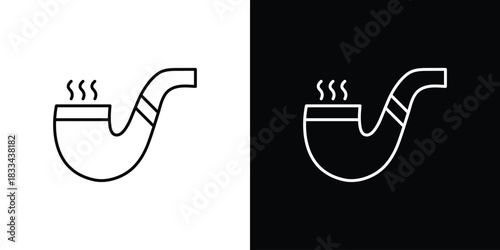 Smoking pipe icons isolated outline vector icon with editable stroke
