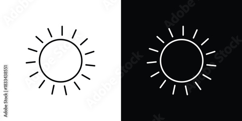 Sun icons isolated outline vector icon with editable stroke