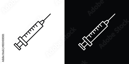 Syringe icons isolated outline vector icon with editable stroke