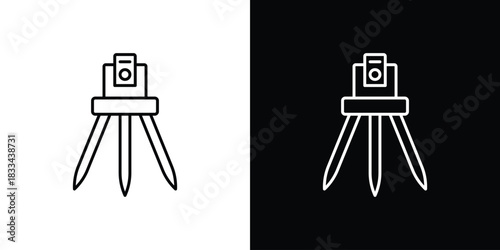 Theodolite icons isolated outline vector icon with editable stroke