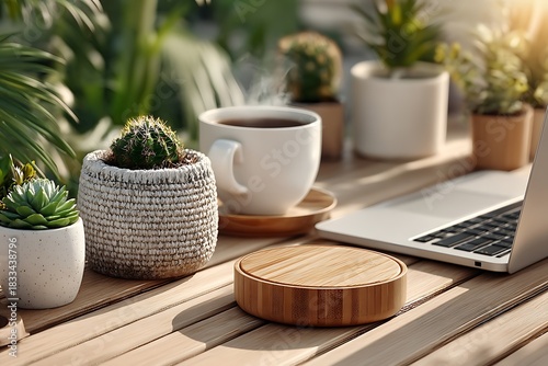 Minimalist bamboo charging station for home office high resolution picture