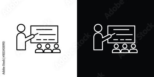 Training icons isolated outline vector icon with editable stroke
