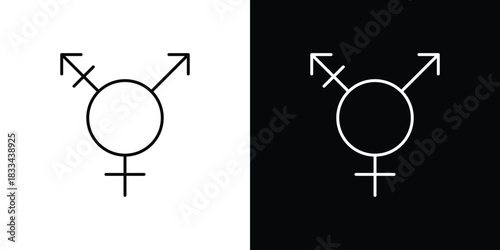 Transgender symbol icons isolated outline vector icon with editable stroke