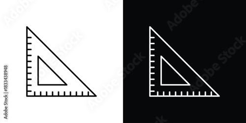 Triangle ruler icons isolated outline vector icon with editable stroke
