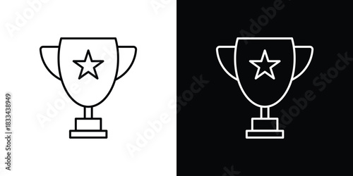Trophy cup icons isolated outline vector icon with editable stroke