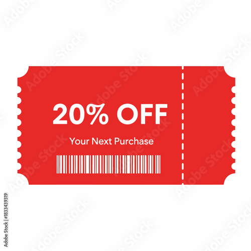 Red Coupon 10% off discount vector