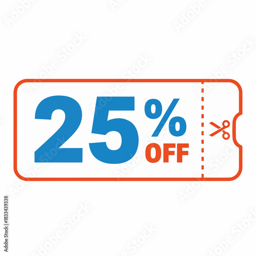 Ticket 25% off sale label vector