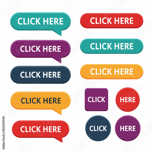 Click here buttons, set of buttons