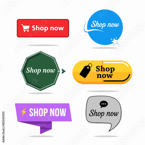 Shop now buttons, set of buttons