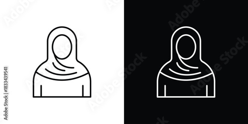 Woman wearing hijab icons isolated outline vector icon with editable stroke