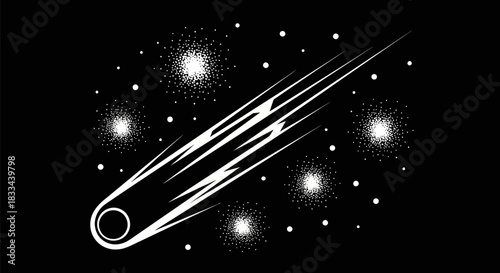 Stylized Comet Streaking Across a Starry Sky.