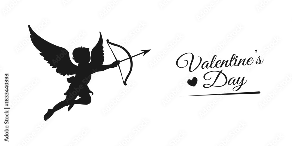 Naklejka premium Valentine's Day greeting card design with cupid illustration.Vector.
