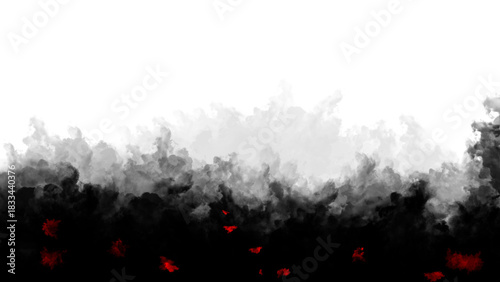 Abstract glowing red and orange particles against a dark background