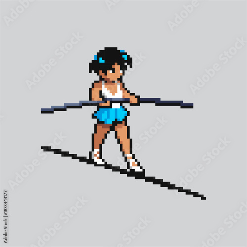 Pixel art illustration Tightrope Walker. Pixelated Tightrope Acrobat. Circus Tightrope Walker Acrobat Icon pixelated for the pixel art game and icon for website and video game. old school retro.
