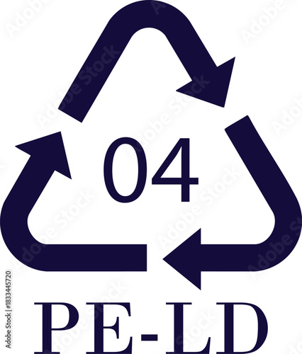 Recycling symbol for LDPE plastic vector illustration of resin identification code 04 isolated on white background