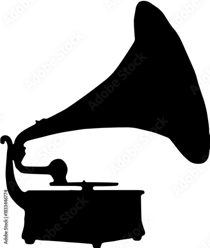 musical instrument vector illustration,View of an old vintage gramophone 