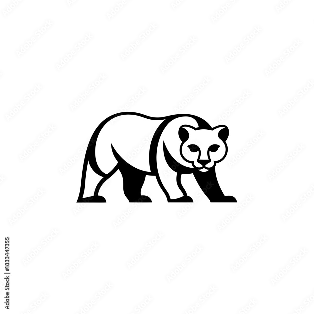 Fototapeta premium Illustration of a walking bear animal on transparent background silhouette