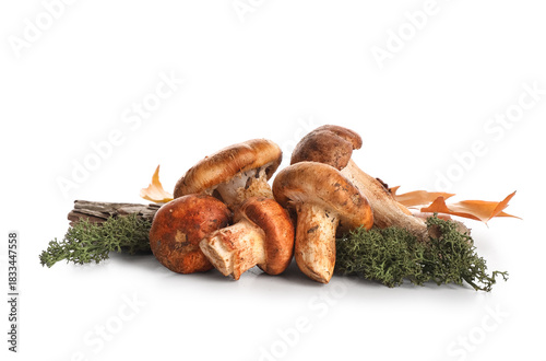 Fresh mushrooms and green m...