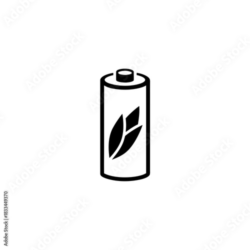 Battery with leaf icon illustration on transparent background silhouette