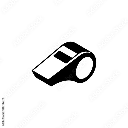 Illustration of a black and white whistle on transparent background silhouette