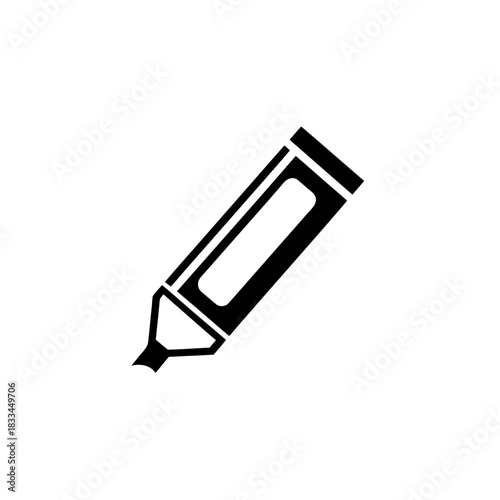 Illustration of a black marker icon on transparent background silhouette