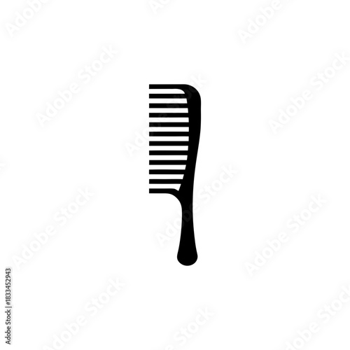 Illustration of a black hair comb on transparent background silhouette