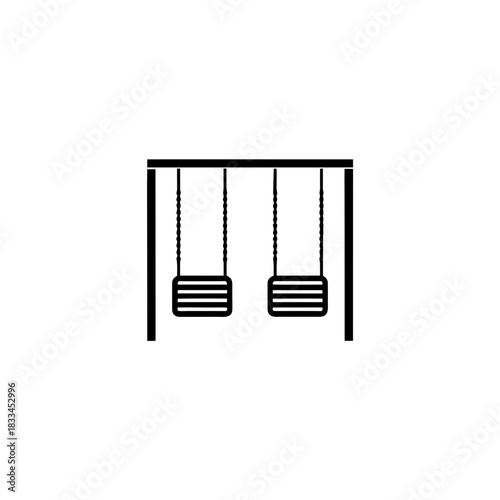 Two swings hanging on the playground on transparent background silhouette