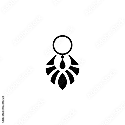 Abstract earring jewelry black design on transparent background silhouette