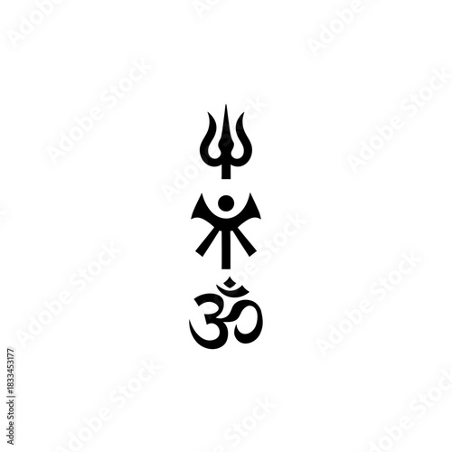 Trident and om symbol graphic art on transparent background silhouette