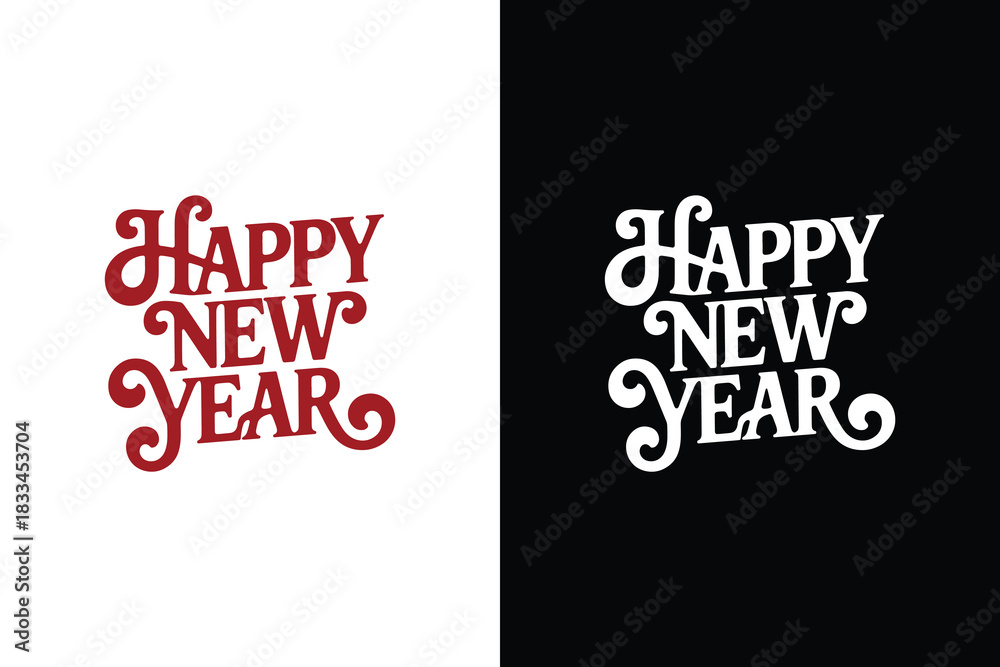 Fototapeta premium Retro happy new year typography vector design
